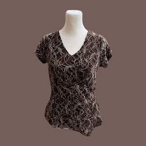 Style & Co. Lace Beaded Top | Brown Mesh | Size PS | Vintage